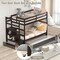 Twin Over Twin Bunk Bed with 3-Step Staircase and Storage Shelf